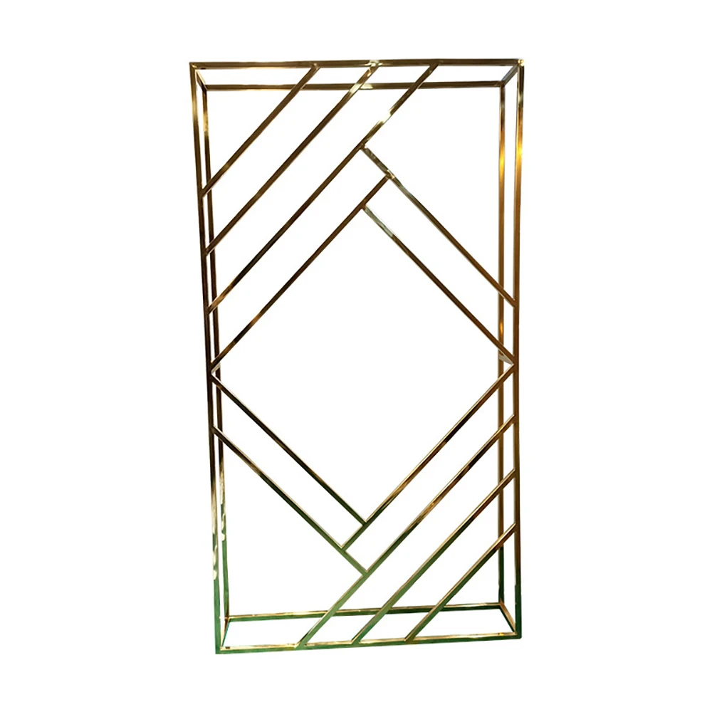 

New Arrival Shiny Gold Frame Mesh Stage Decorative Backdrops For Wedding Events Use