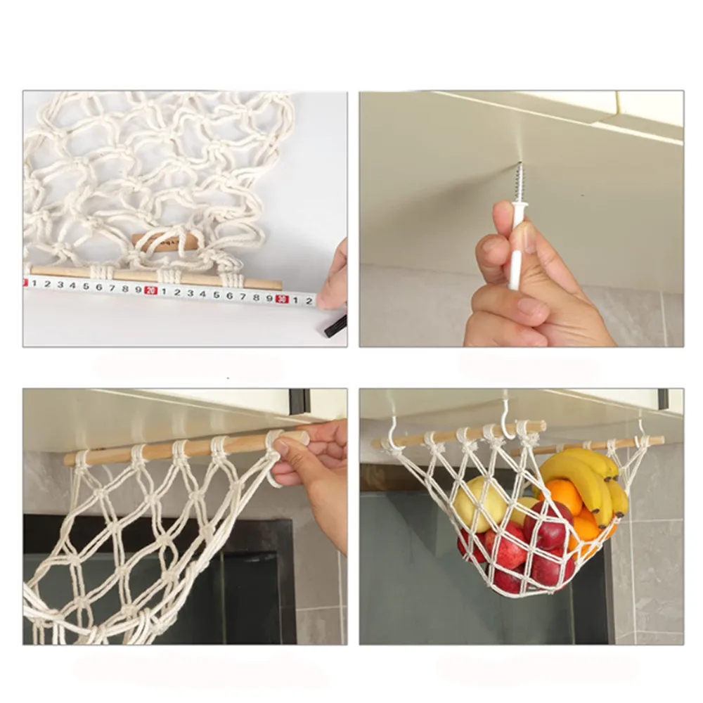 Ensemble De 4 Paniers De Rangement Suspendus En Forme De Larme Organisateur De Garde Manger En Jute Tisse A La Main Panier De Fruits Et Legumes Suspendu Boheme 88548062