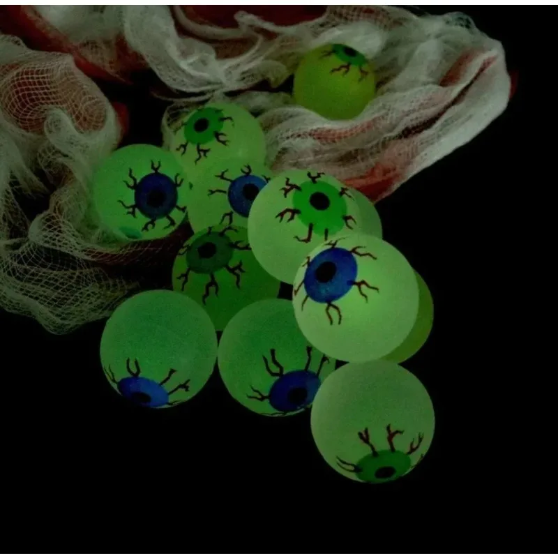 10pcs Glow in Dark Eyeball 32MM Bouncy Ball Halloween Supplies Toys Horror Luminous Scary Ball Kids Toys Gift Fake Eyeballs