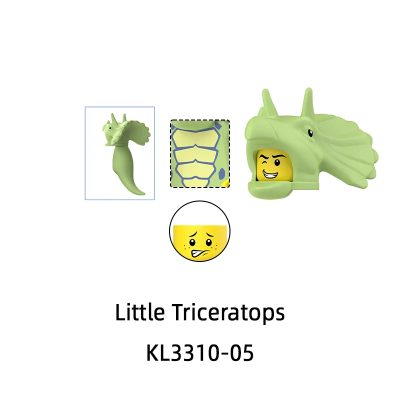 KL3310 작은 트리케라톱스 모델 블록 MOC 벽돌 세트 선물 장난감