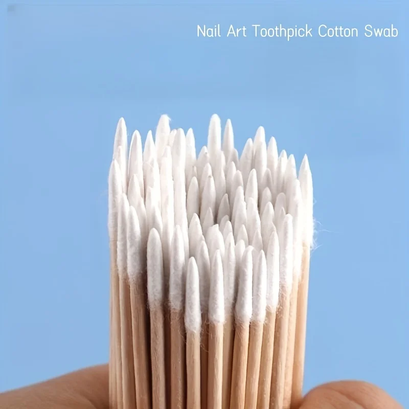 Disposable Mini Wooden Handle Cotton Swabs Makeup Eyelash Nail Multi-functional Pointed Cotton Swabs Suitable Home Travel wood cotton swabs cotton swabs disposable cotton swabs