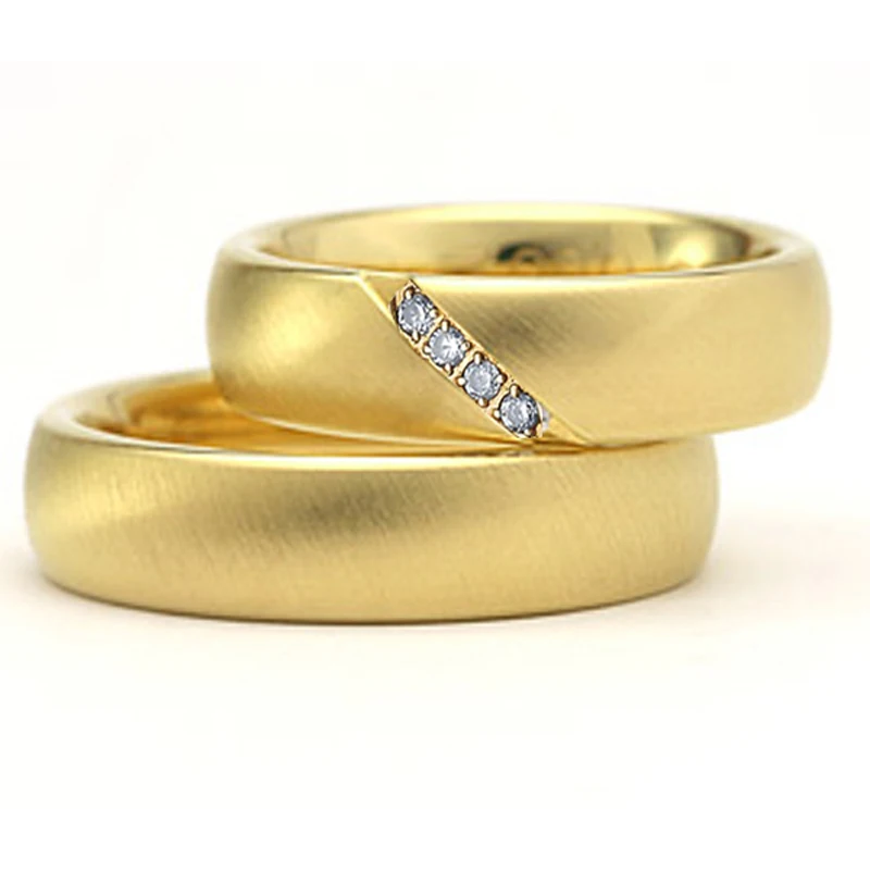 14k gold plated wedding rings for couples love alliance anniversary his and hers rings marriage stainless steel jewelry the marriage свадьба