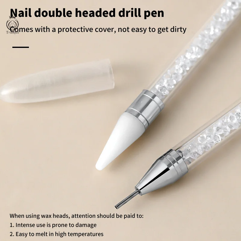 1Pc Crystal Double Head Point Drill Pen Gem Rhinestone Picker Wax Pencil 2Ways Use Sticking Picking Dotting Jewelry Tools 2