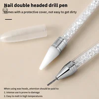 1Pc Crystal Double Head Point Drill Pen Gem Rhinestone Picker Wax Pencil 2Ways Use Sticking Picking Dotting Jewelry Tools 2