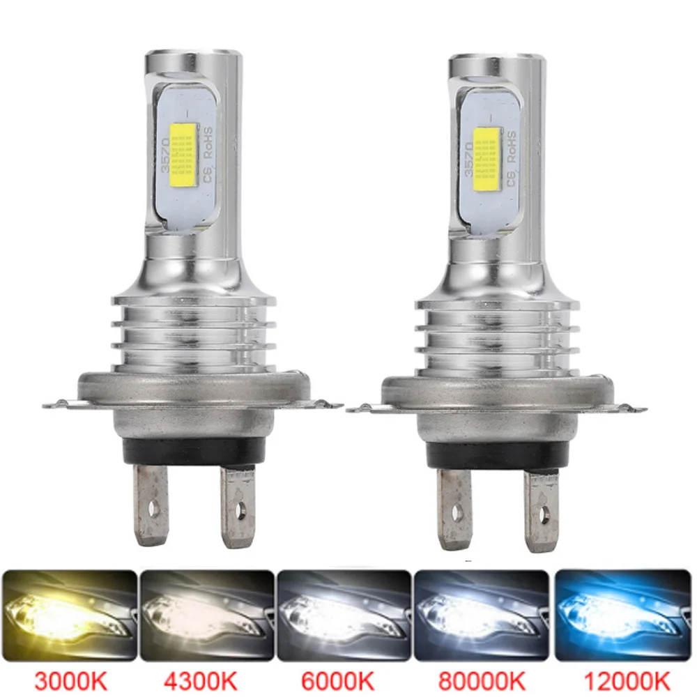 LED 2Pcs 1:1 Size 20000LM H7 Lights Mini Head Lamp CSP Wireless Car LED Headlight Bulbs Super Bright White 12V 24V Fog Light