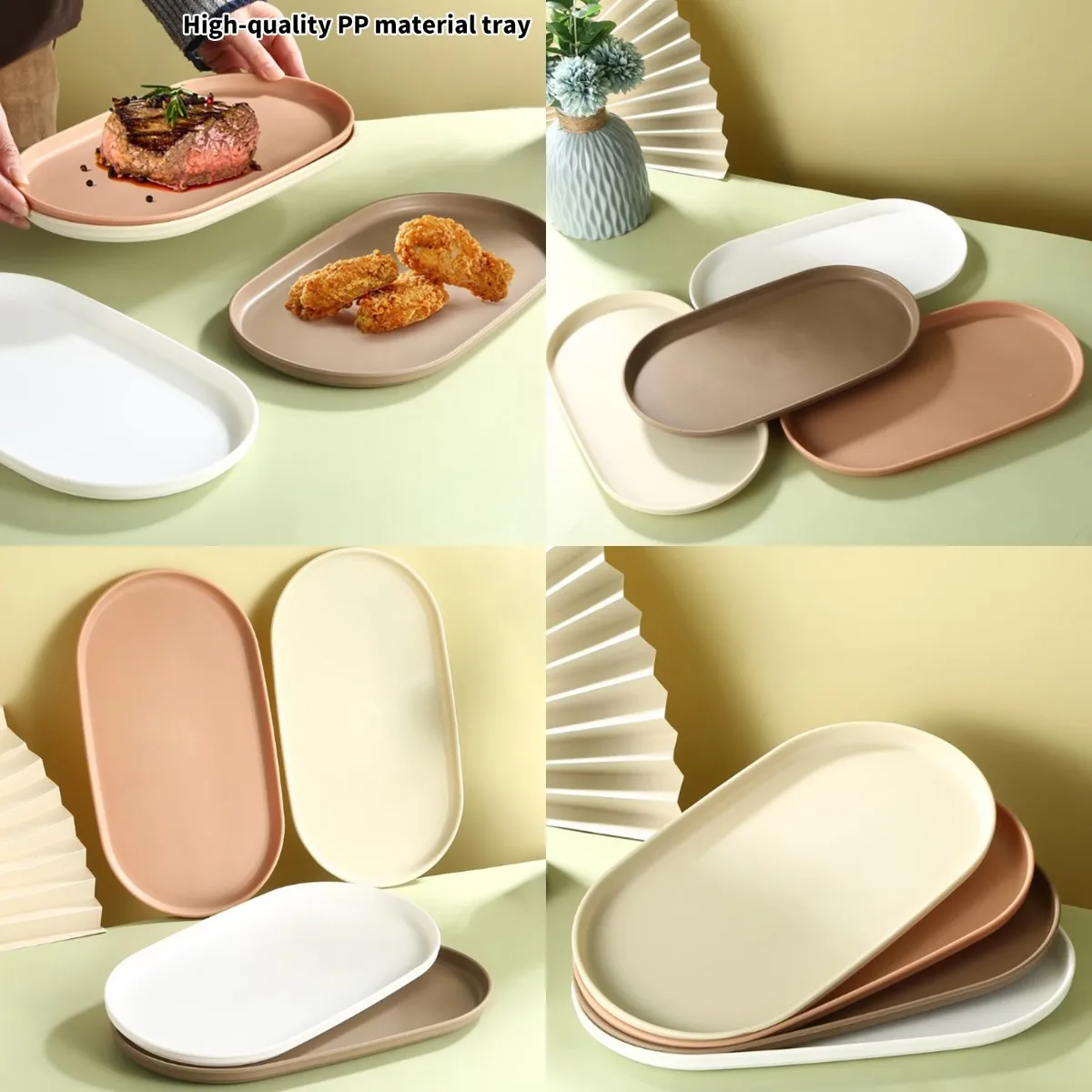 1/4PCS Home Kitchen Tools, Oval Shaped Plates, Picnic Trays, Western Style Plates, Afternoon Tea, Desserts, Fruit Plates