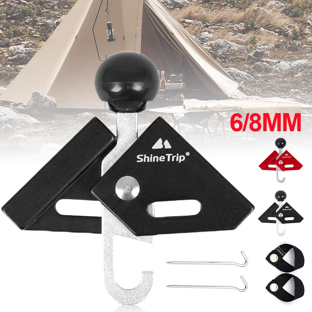 

Aluminum Alloy Tent Pole Connector Adjustable Angle Non-Slip Protection Cap w/ Hook Pyramid Tent Awning Pole Thimble Accessories