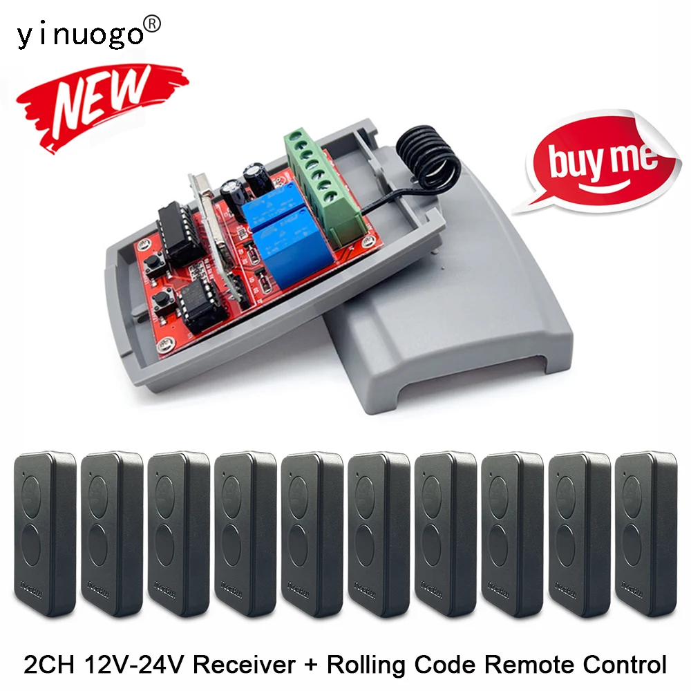 

433MHz Garage Door Receiver 12V-24V 2CH + 433MHz Rolling Code DOORHAN TRANSMITTER 2 PRO Remote Control Door Barrier Keychain
