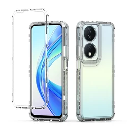 Crystal Clear 3-in-1 Shockproof Transparent Case - Hard Bumper & Soft TPU Protective Cover for PC TPU (Clear)