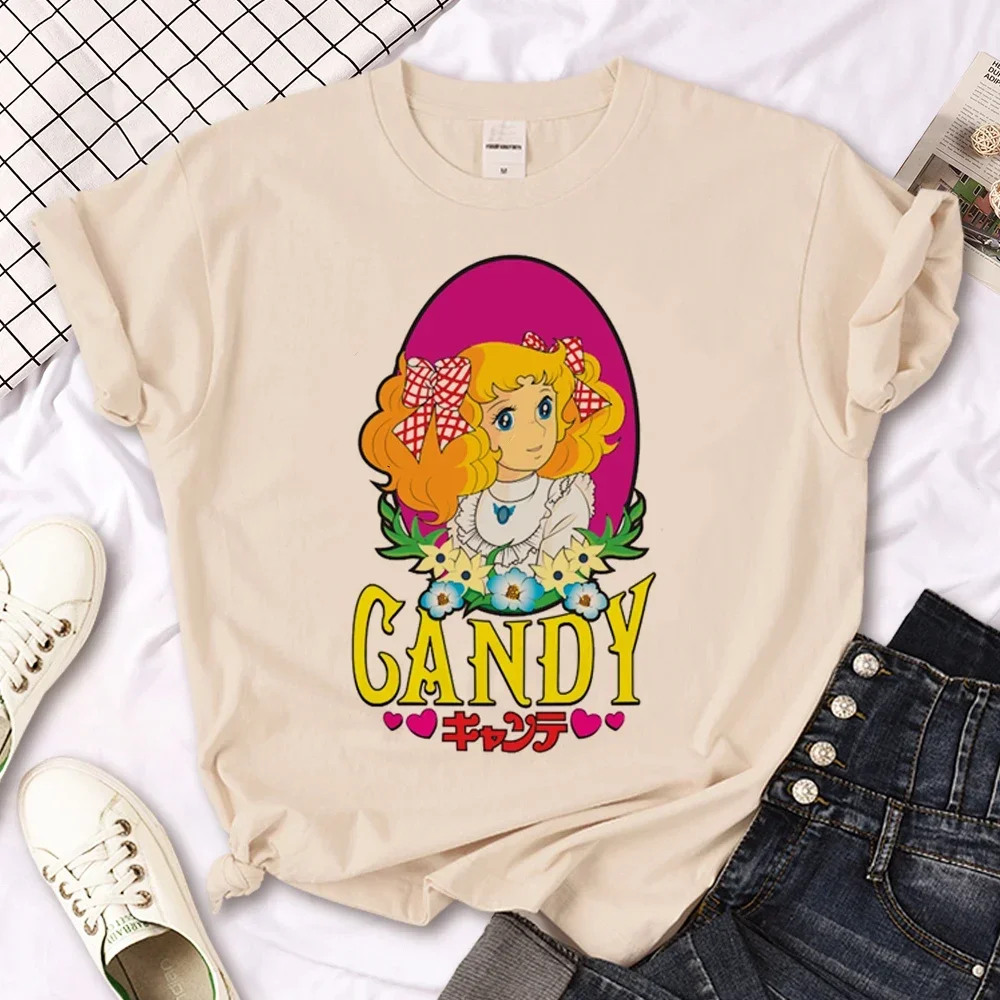 Candy Candy T-Shirt Damen Y2K T-Shirts Weibliche Anime Streetwear 2000er Lässige Damenkleidung Übergroße Kurzarm-Shirts mit Grafik – Detail 6