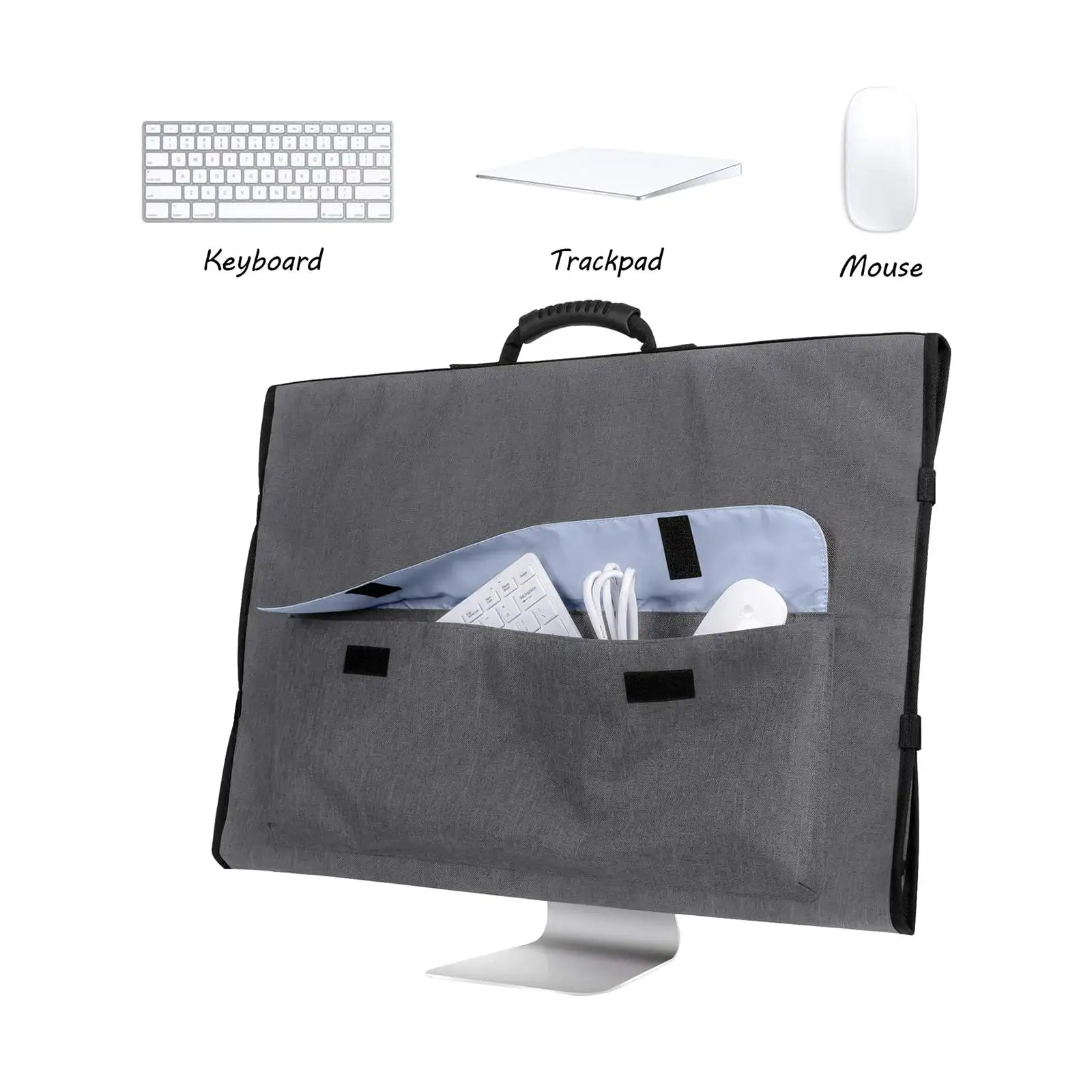 Estojo Protetor Acolchoado Resistente ao Desgaste Ajustável Anti Scratch Monitor Carregando Bolsa Tampa contra Poeira para Computador Desktop 27 - Imagem 3