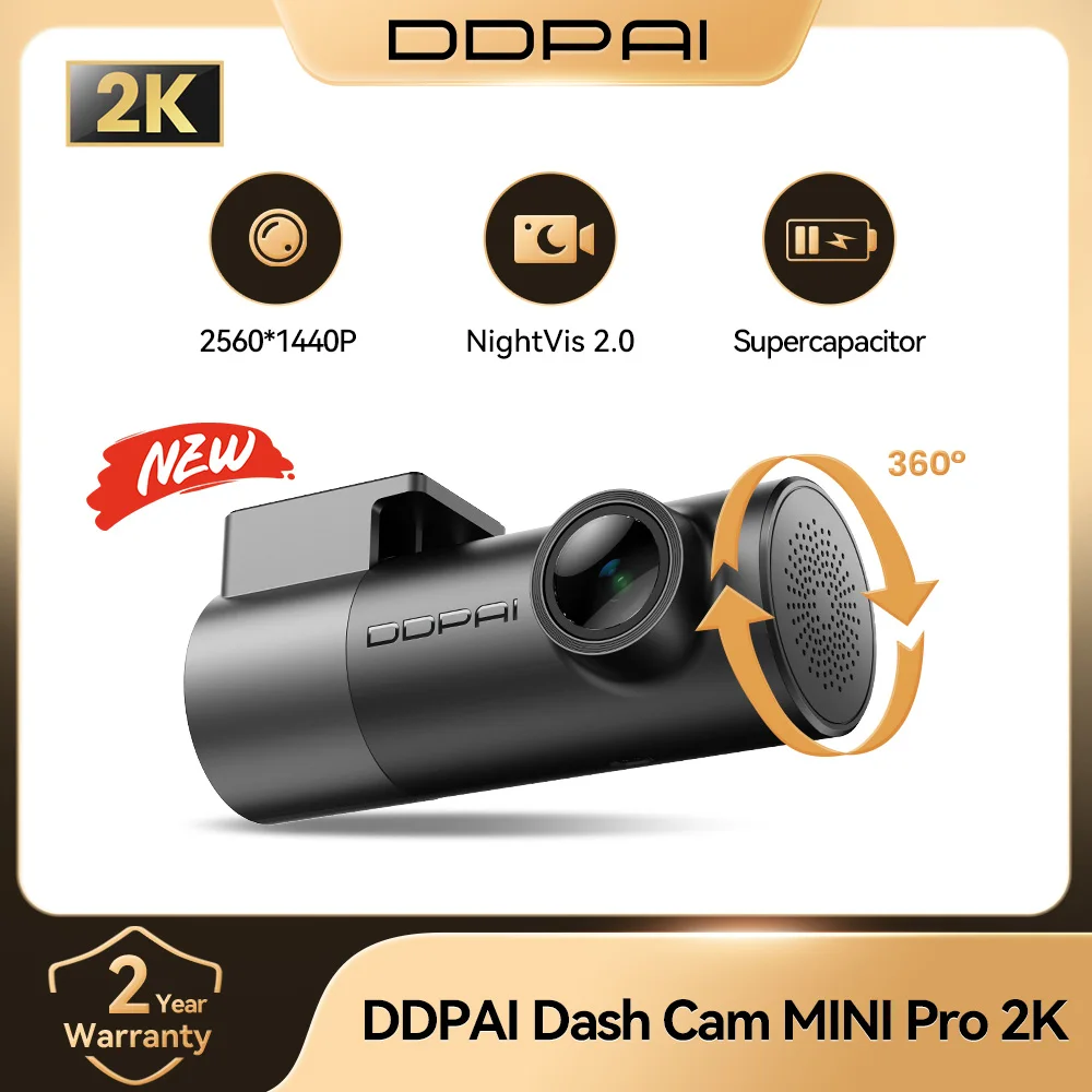 Ddpai mini pro 2k traço cam wifi carro dvr visão noturna controle de voz inteligente suporte 24h monitor estacionamento carro traço câmera gravador