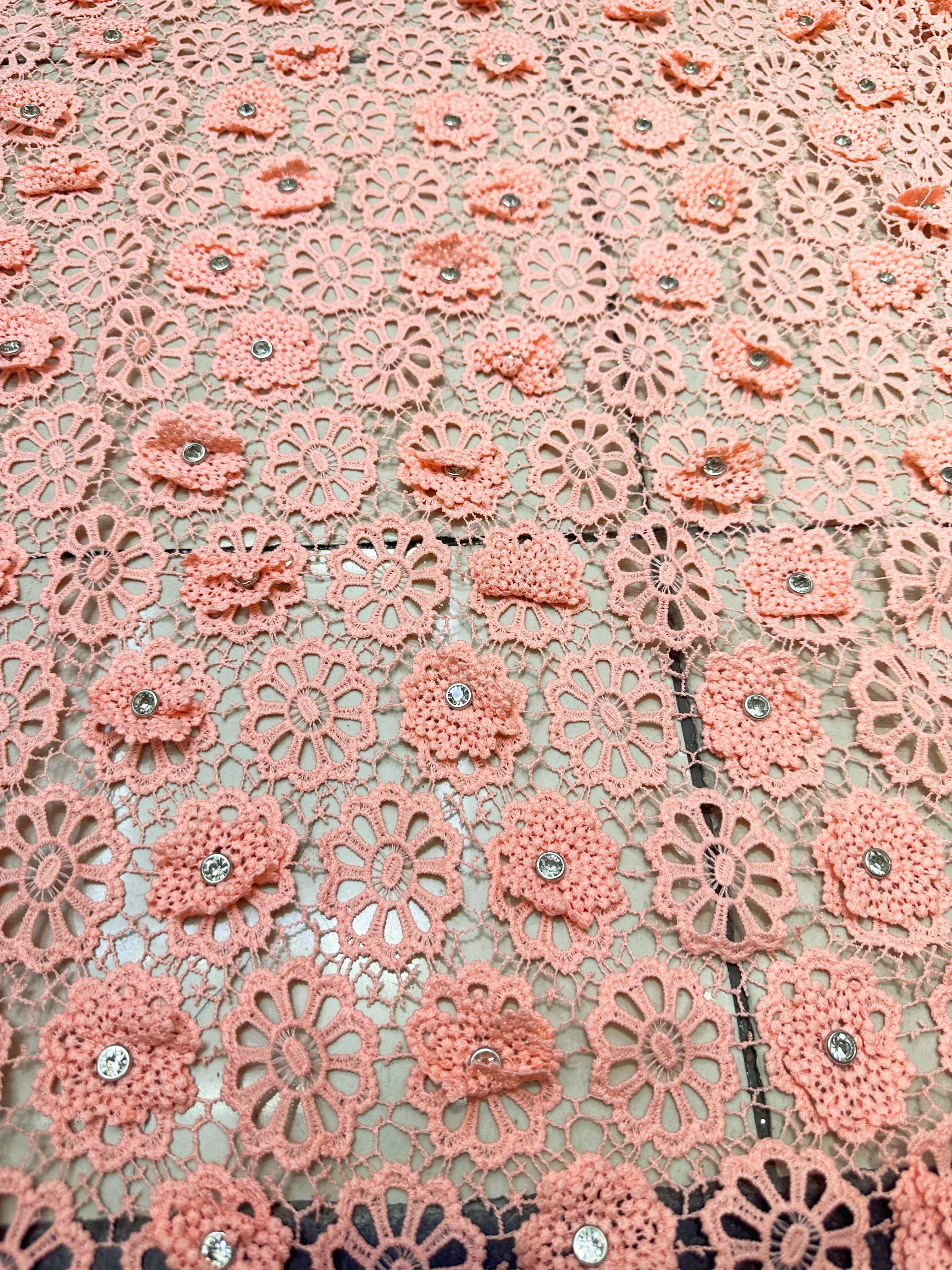 3D Large Flower Embroidery Lace Africa High Quality Lace 5yards Yarn Fabric For Fashion Women's Dresses Skirts Dresses fabric