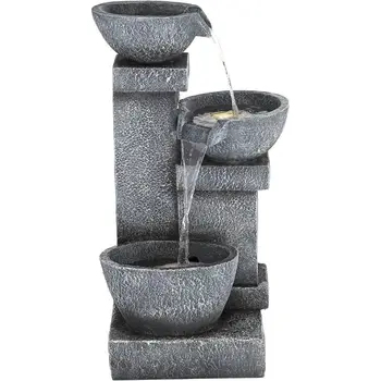 32 1/4 High Large Modern Indoor Outdoor Gray Faux Stone Floor Fountain with LED Waterfall and Cascading Water Feature for Garden 6