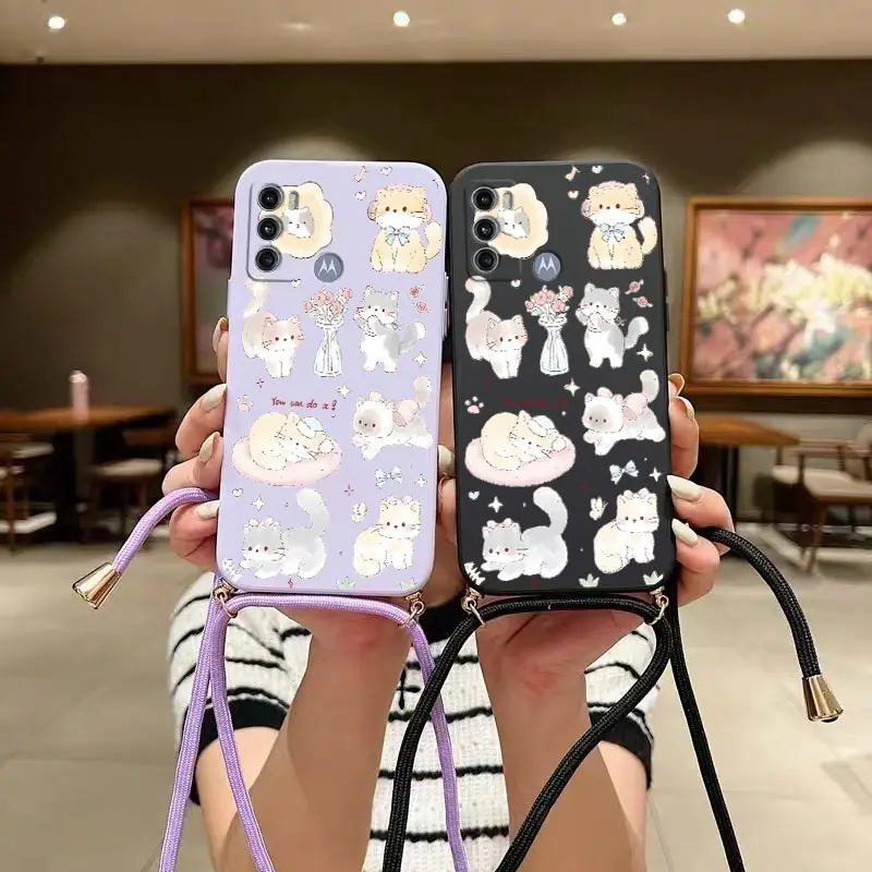 G60 Delicate Kitten Lanyard Silicone Phone Case Cover