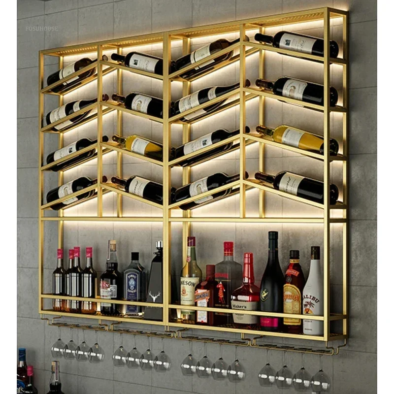 Wall-mounted Storage Showcase for Living Room Simple Metal Household Bar Cabinet for Hotel Nordic Independent Display Wine Rack
