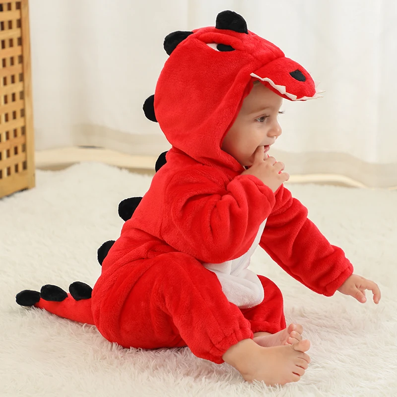 Animal Kigurumi Pajamas for Baby Boys Girls Clothes Winter Children Clothing Set 0-4 Years Kids Onesises Thick Flannel Jumpsuit