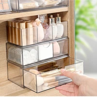 Transparent Pull-out Design Stackable Storage Drawer Acrylic Bathroom Cosmetic Storage Bag Vanity Cabinet Cutlery Storage Box 1