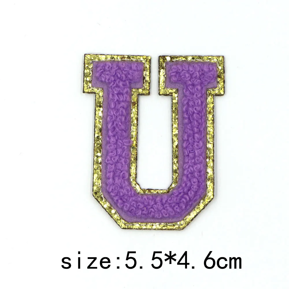 1PC 5,5 CM Lila Chenille Stickerei Brief Eisen auf Alphabet Buchstaben Patch Für Kleidung T-Shirt Name Logo Diy patch Abzeichen – Detail 24