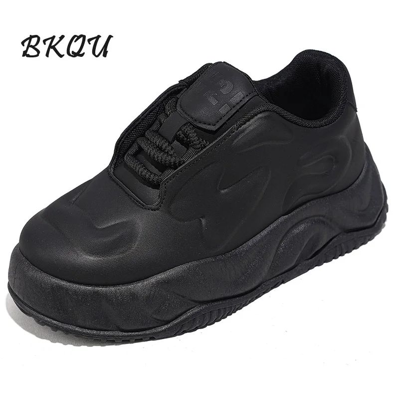 

BKQU Brand 2024 New Thick Sole Added Ultra-light Anti-slip Wear Comfortable Bread Casual Sneakers Men Free Shipping