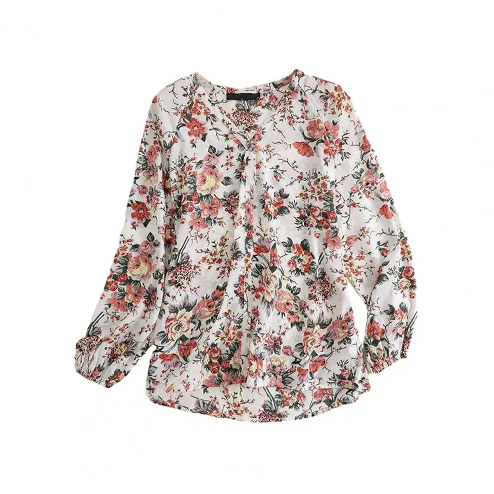 

Bohemian Printed Top Bohemian Blouse Bohemian Floral Print V Neck Spring Shirt for Women with Elegant Lantern Sleeves Soft Loose