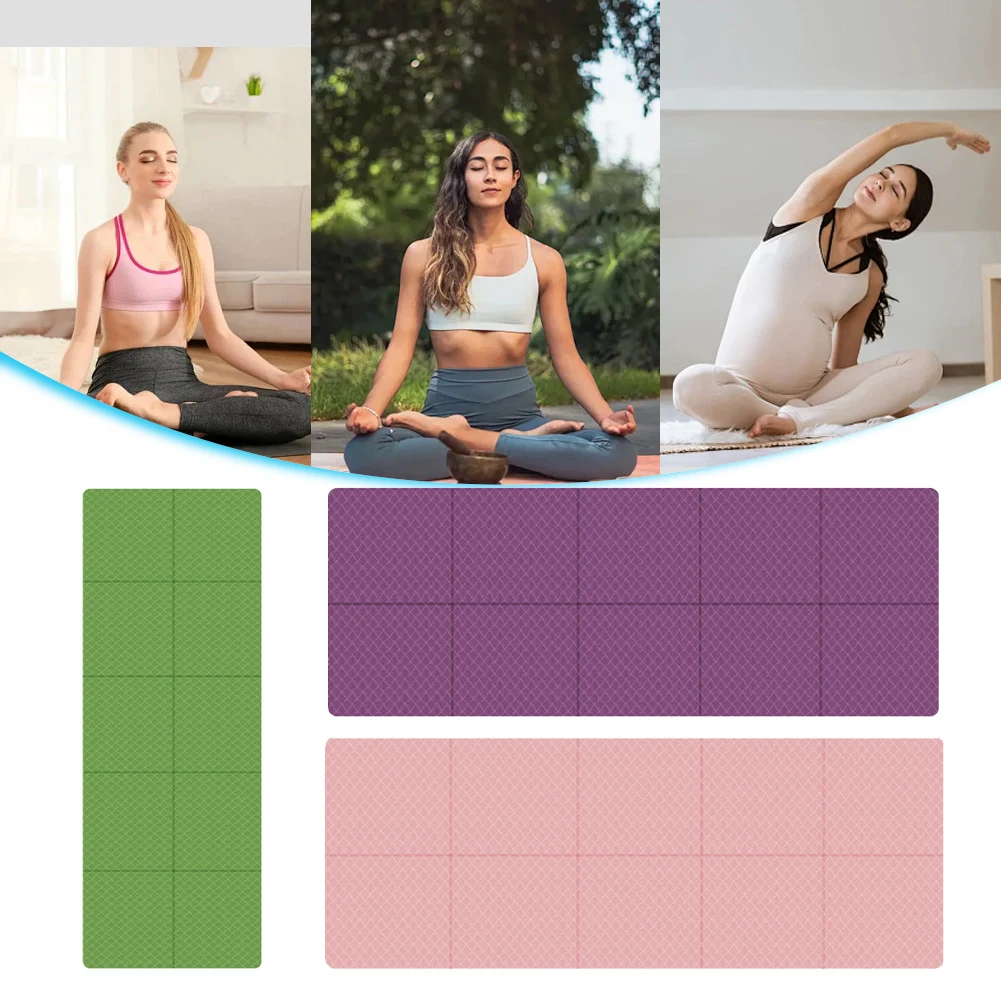 Yoga mat Foldable 4mm Thick TPE Gym Anti-Slip Double Sided Multifunction Exercise Pilates Workout