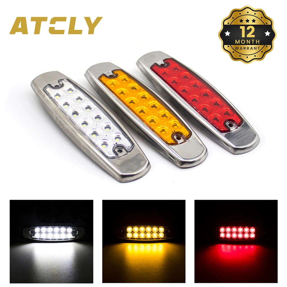 

2pcs 12V 24V 12 LED Side Marker Warning Clearance Thin Light Signal Indicator Car Truck Trailer Lorry Caravan Bus Van Boat