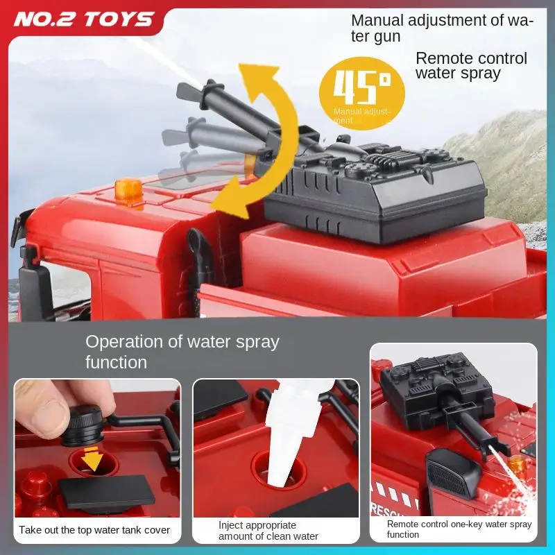 HUINA 1:18 Semi-Alloy Remote Control Van Fire Trucks 9CH City Engineering Aerial Ladder Sprinkler Truck RC Toy for Children Gift 3