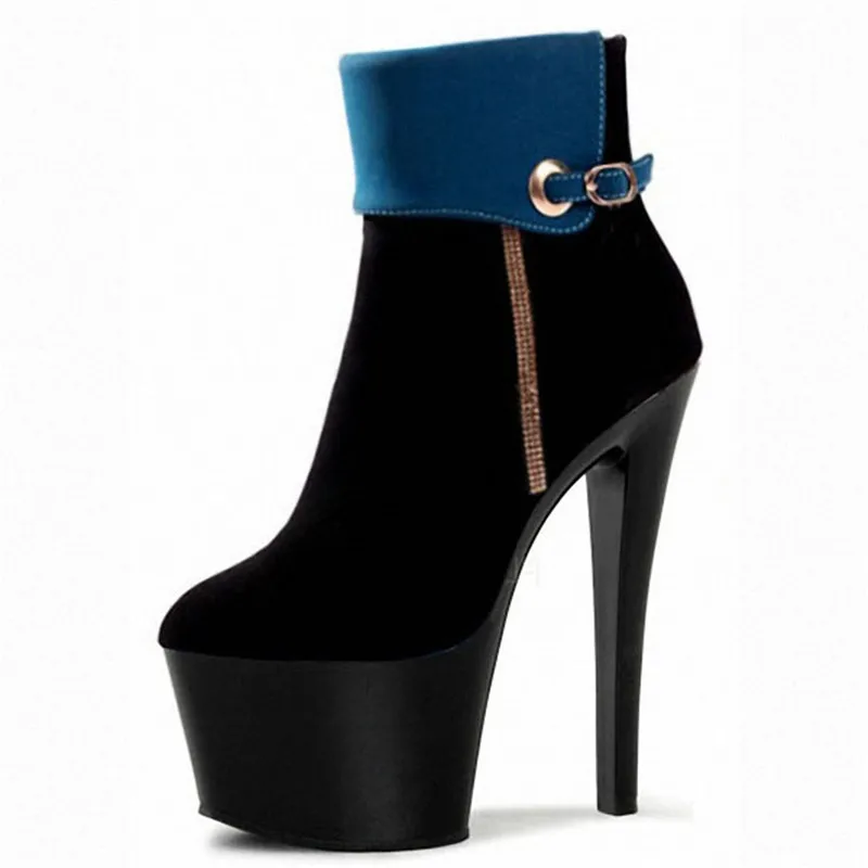 

Sexy model high heels, 17-20 cm thin heel ankle boots, model stage party catwalk sexy suede, ankle dance shoes
