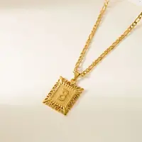 Stainless Steel Initial Letter Necklace For Women Men 2025 New Stylish Square Pendant Necklace Birthday Party Jewelry Gifts 4