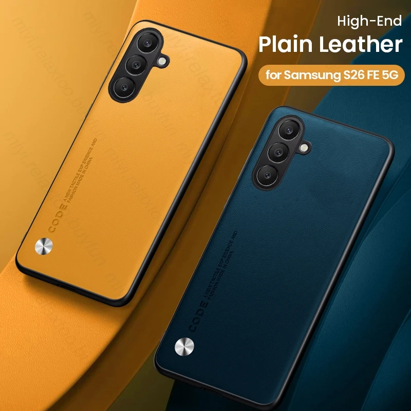 Premium Plain Leather Phone Cover with TPU Soft Edge - Shockproof Coque