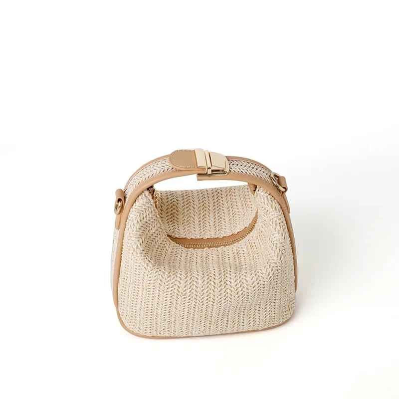 Woven Handbag White Straw Crossbody Bag Woven Color Straw Handbag