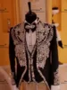 Customized Diamond Beaded Men Suits Groom Wedding Tuxedos 3 Pieces Sets Man Fashion Bridegroom Prom Blazers Slim Fit ropa hombre 4