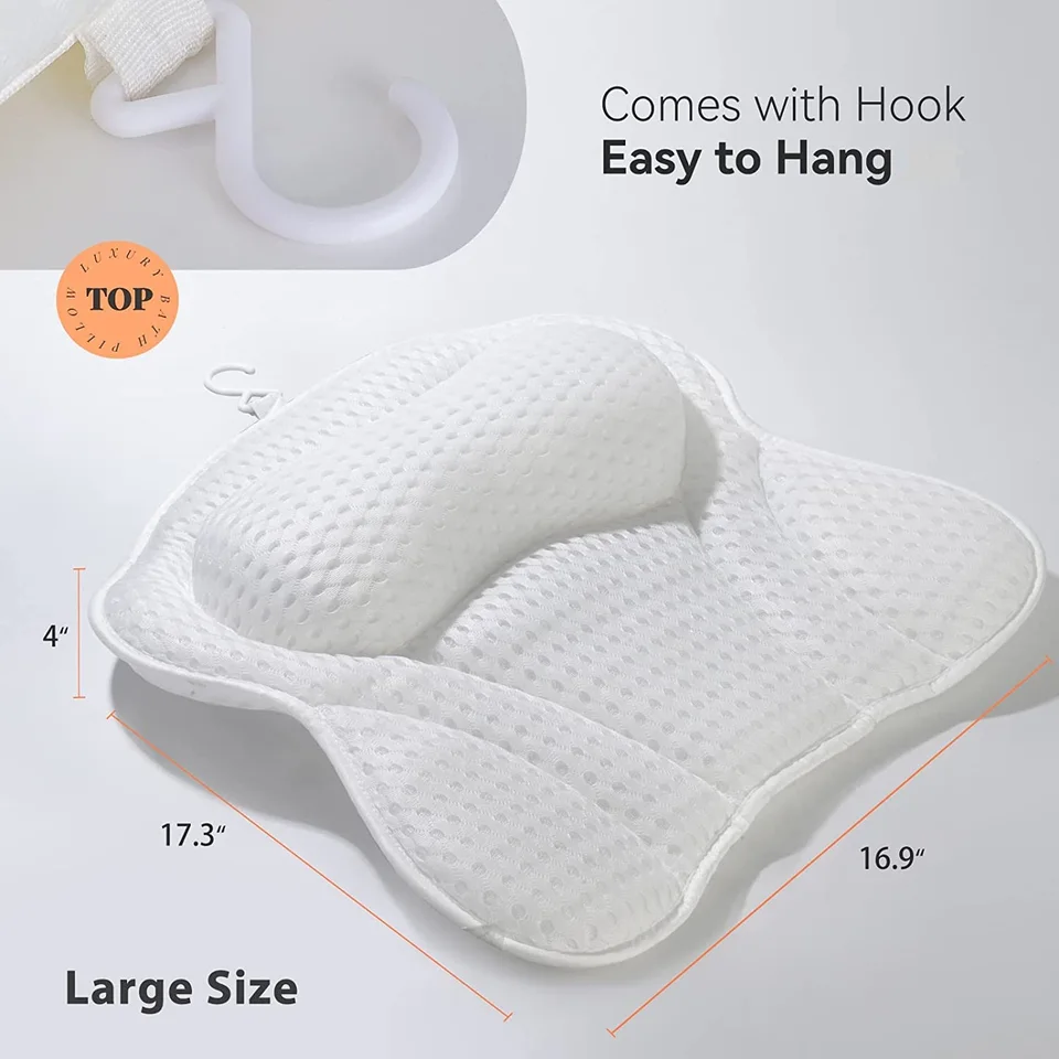 YIYADI Badkussen,Nekkussen voor Badkuip,4D-Mesh Kussen,Ergonomisch Badkussen voor Badkuip met 6 Zuignappen,Badaccessoires,Ondersteunt YIYADI Badkussen,Nekkussen voor Badkuip,4D-Mesh Kussen,Ergonomisch Badkussen voor Badkuip met 6 Zuignappen,Badaccessoires,Ondersteunt