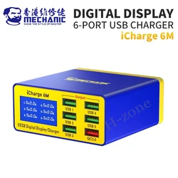 MECHANIC iCharge 6M Smart Fast - Charging USB Multi - Port Charger with LCD Display (EU PLUG)