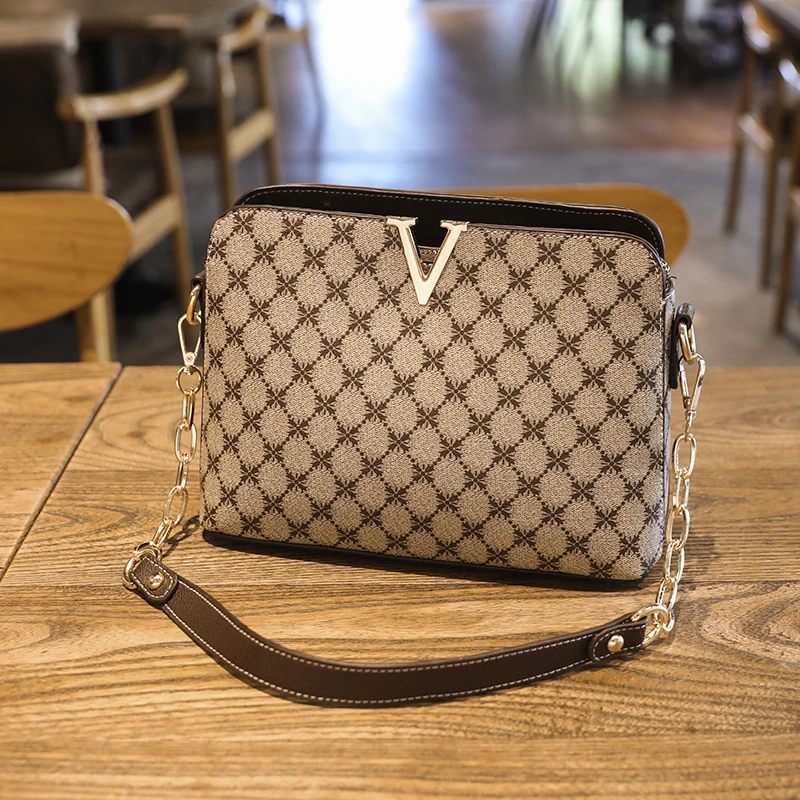 Women Luxury Designer Shoulder Bag Pu Leather Crossbody Messenger Female Bags Fashion Chain Sling Ladies Plaid Handbags