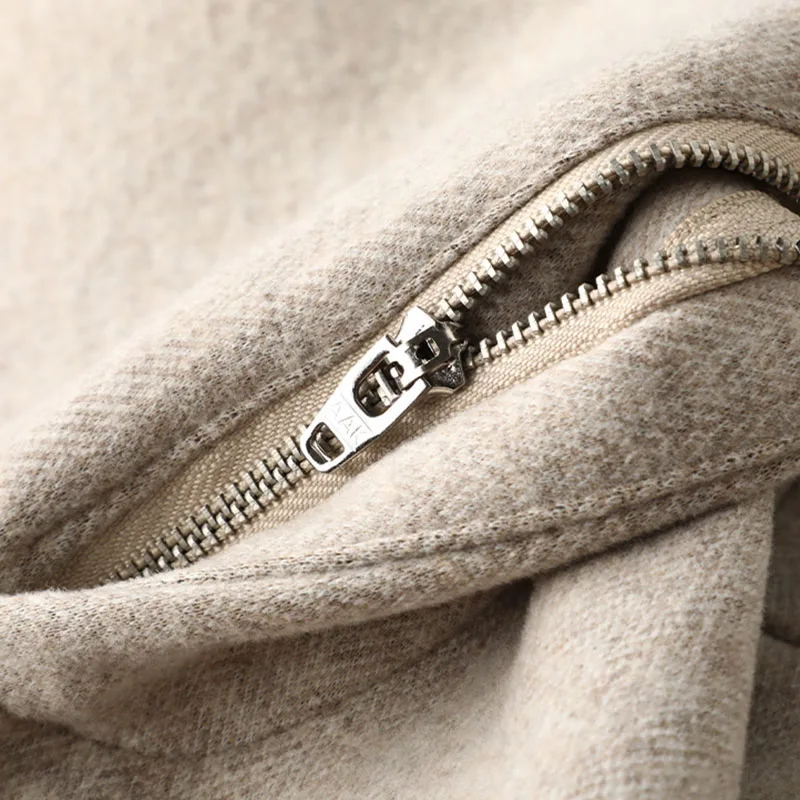 Light luxury khaki deep winter thick casual business pants men's small straight slim men's wool pants 3