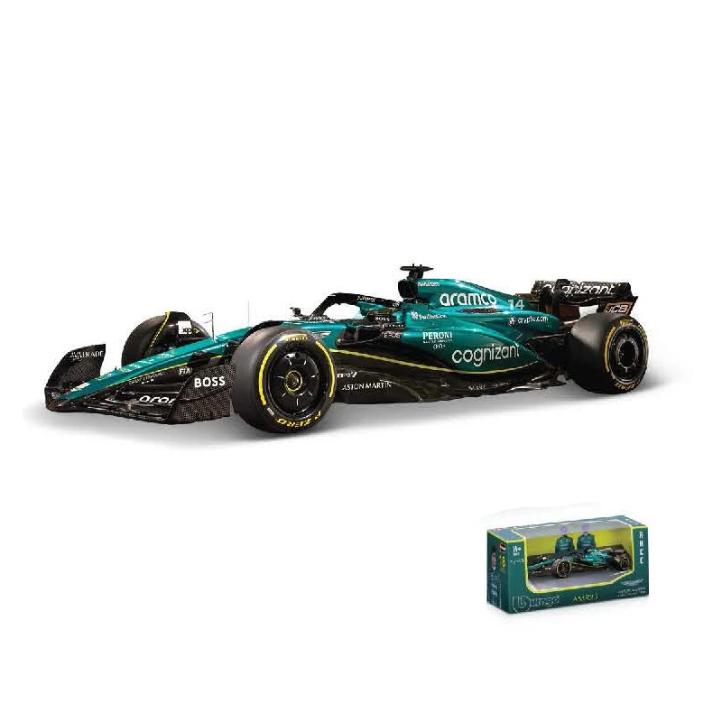 Bburago 1:43 애스턴 마틴 AMR23 F1 합금 자동차 모델, 포뮬러 레이싱 다이캐스트 장난감, 14 페르난도 알론소 2023