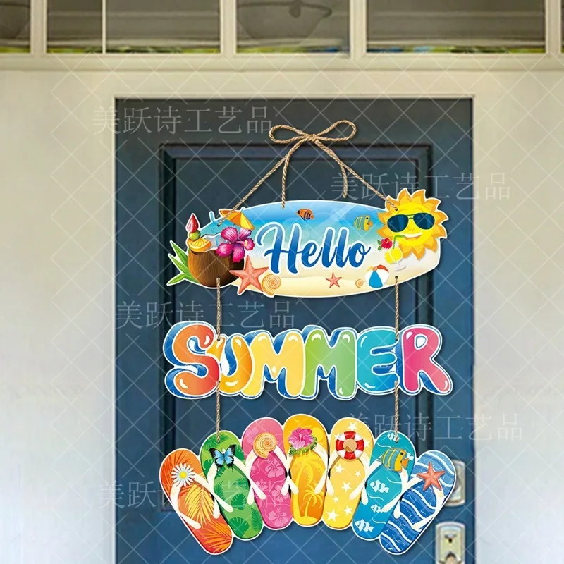 

Hawaiian Summer Door Hanger Banners Hello Summer Pull Flags Hanging Flag Pendant Happy Hawaii Birthday Party Decor