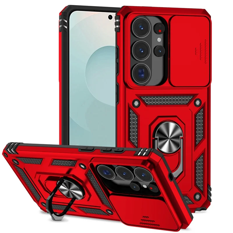 Shockproof Armor Case with Camera Lens Protection and Magnetic Holder Ring