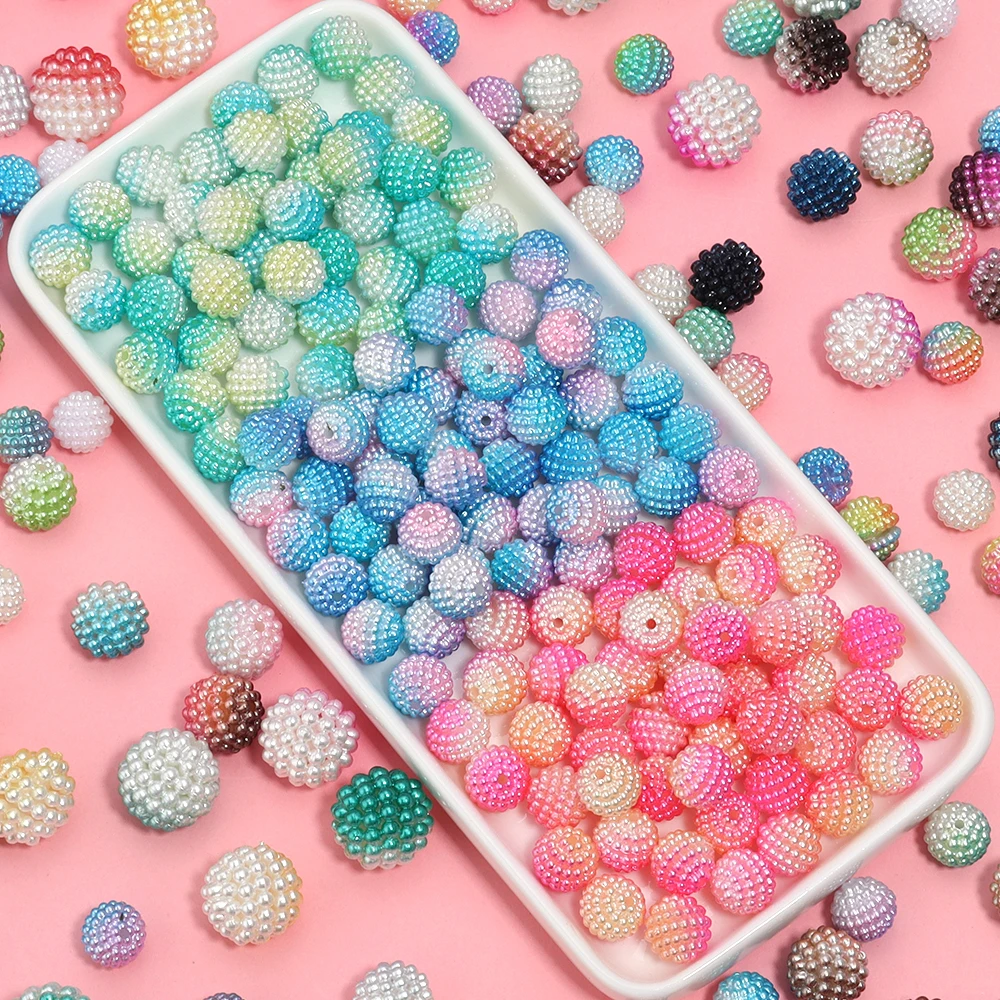 다채로운 아크릴 Yangmei 모양 볼 비즈, 느슨한 스페이서 비즈, 쥬얼리 제작 팔찌 DIY 액세서리, 10mm, 12mm, 14mm, 로트당 20-50 개