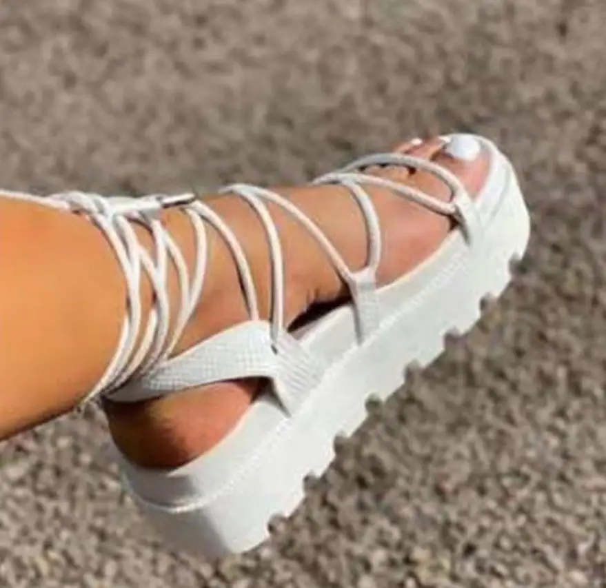 Woman Gladiator Sandals Ladies Ankle Wrap Wedges Women Platform Shoes Female Fashion Lace Up Shoes Women's Footwear Plus Size 43