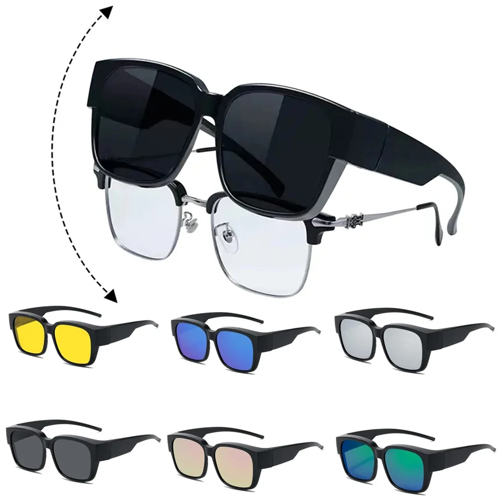 Fashion Polarized Sunglasses Cover Over Myopia Prescription Glasses Portable Men Women Vintage Fishing Driving Eyewear