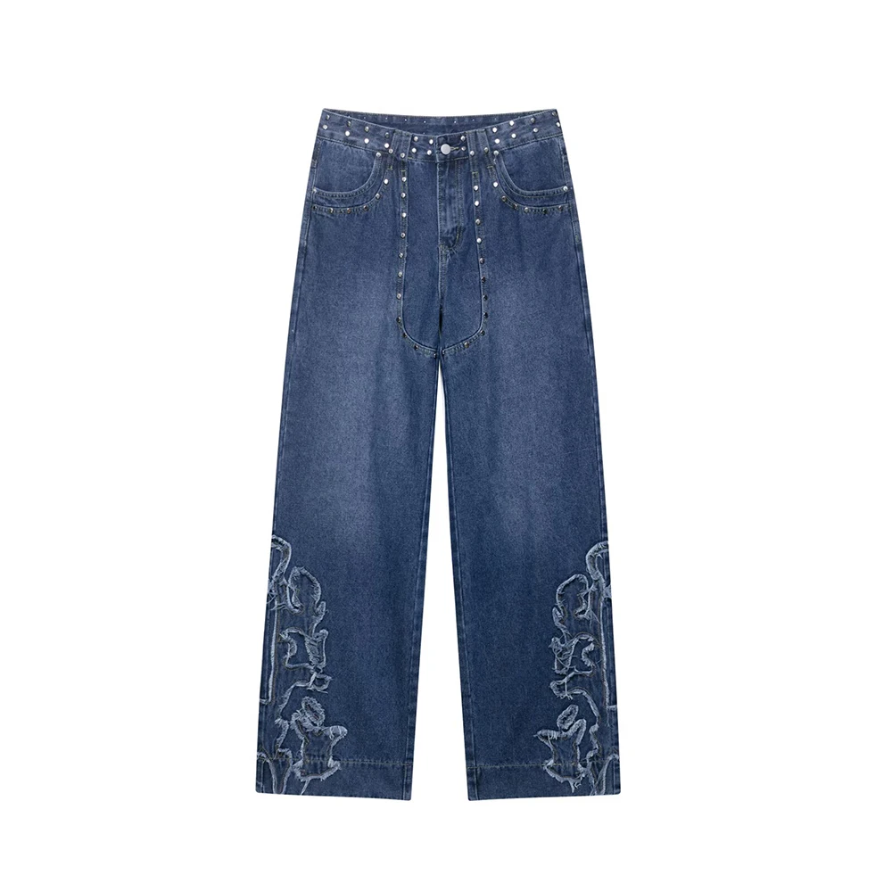 2025 new women's clothing with European and American style, casual temperament, versatile design sense, embroidered jeans