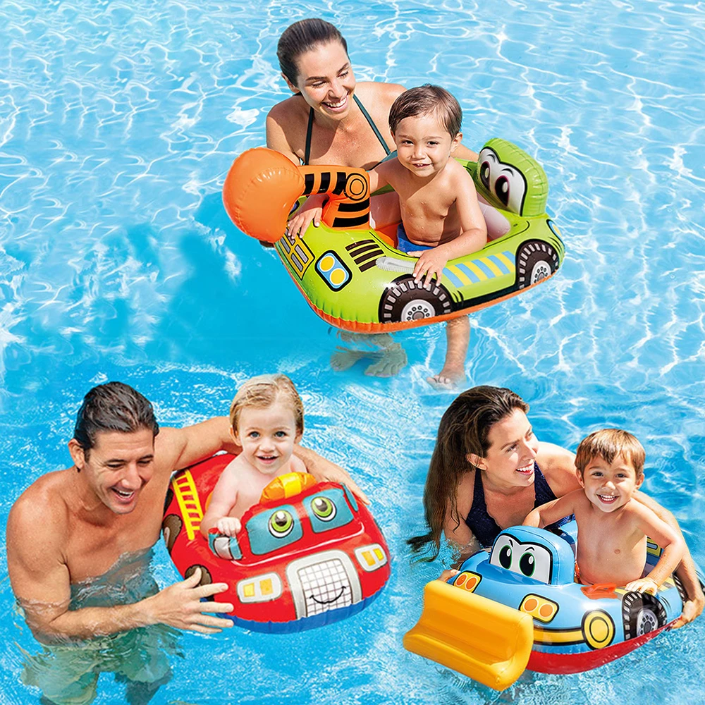 Car Work Truck Inflatable PVC Cartoon Pool Float Seat Wheel Baby Water Play Toys Kids Swimming Ring Float Ring Swimming Pool Toy