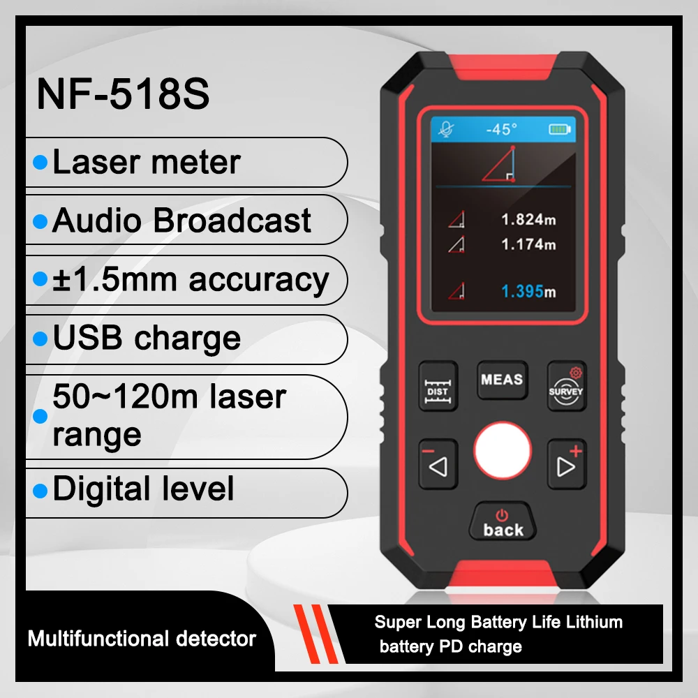 Noyafa NF-518S Metal Detector AC Wood Finder Cable Wires Tracker Undeground Sturs Wall Scanner Digital Level Laser Rangefinder