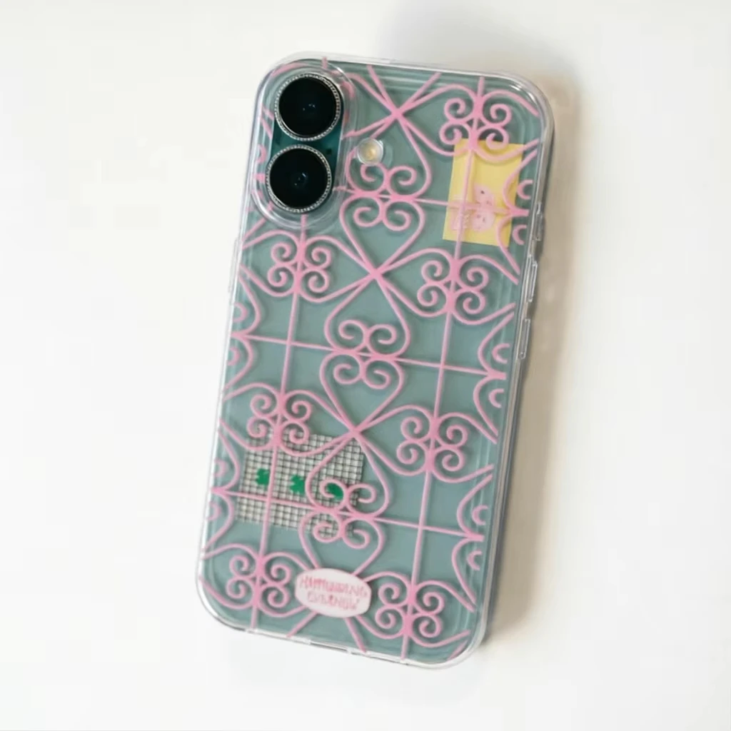 Green Line Pattern Phone Case with Clear Back