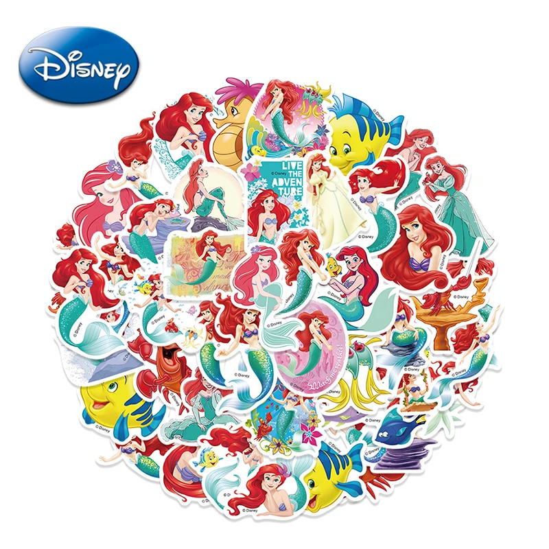 

50pcs Disney Ariel Water Proof Decals The Little Mermaid Anime Stickers Luggage Car Laptop Phone Case Paster DIY Graffiti Toys