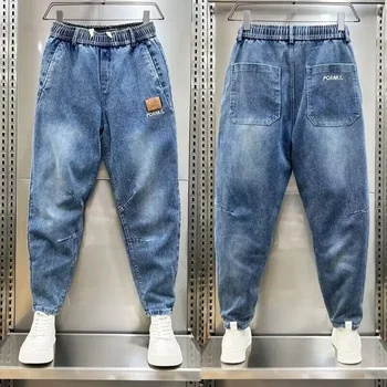 New Denim Pants Loose Men Jeans Simple Daily Casual Cozy Versatile Stretchy Loose Small Leg Haren Pants 1