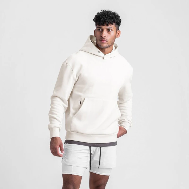 Men Sweatshirt Autumn New Hoodie Sports Fitness Pullover Cotton Loose Oversized Sportswear Gym Running Training Elastic Jacket